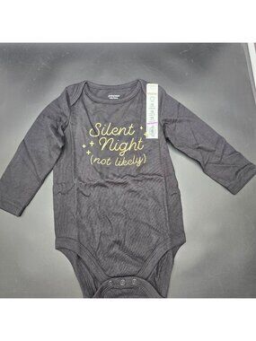 Jumping Beans Bodysuit Silent Night Not Likely Baby 18M Black/Gold NWT JJ4276